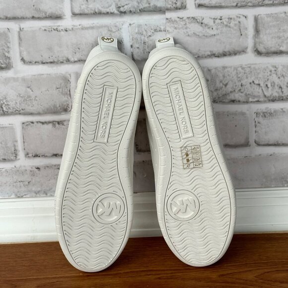 ⭐Michael Kors Shea Mid High Women Shoes Casual Sneakers 7M White Gold 49S3HFE5L⭐ - Picture 7 of 12